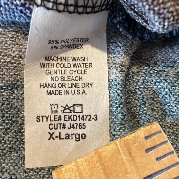 EGY California Knit Striped Long Sleeve Dress Navy Teal Brown Size XL - Picture 4 of 5